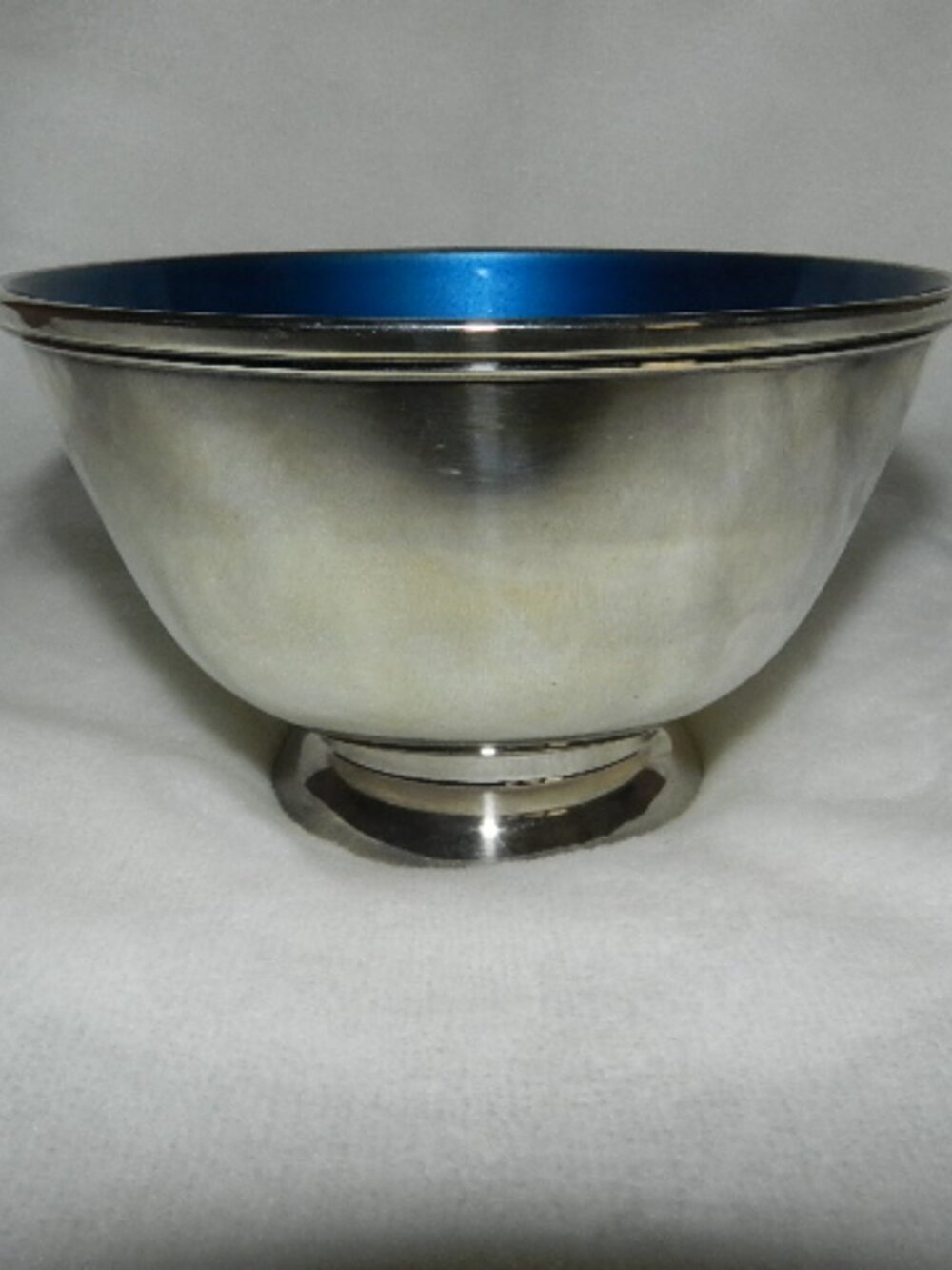Mid Century Towle USA Blue Enamel Silver Plated Sugar Bowl Candy Dish